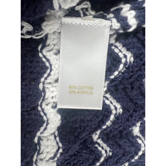 House Of Harlow 1960 Navy & White Cropped Knit Cardigan Sweater Button Front L - Picture 7 of 16